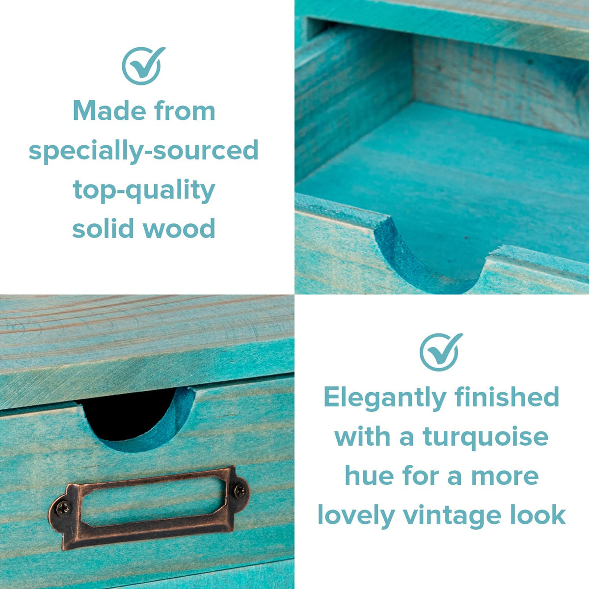 Turquoise Single Drawer Wooden Organizer U491709