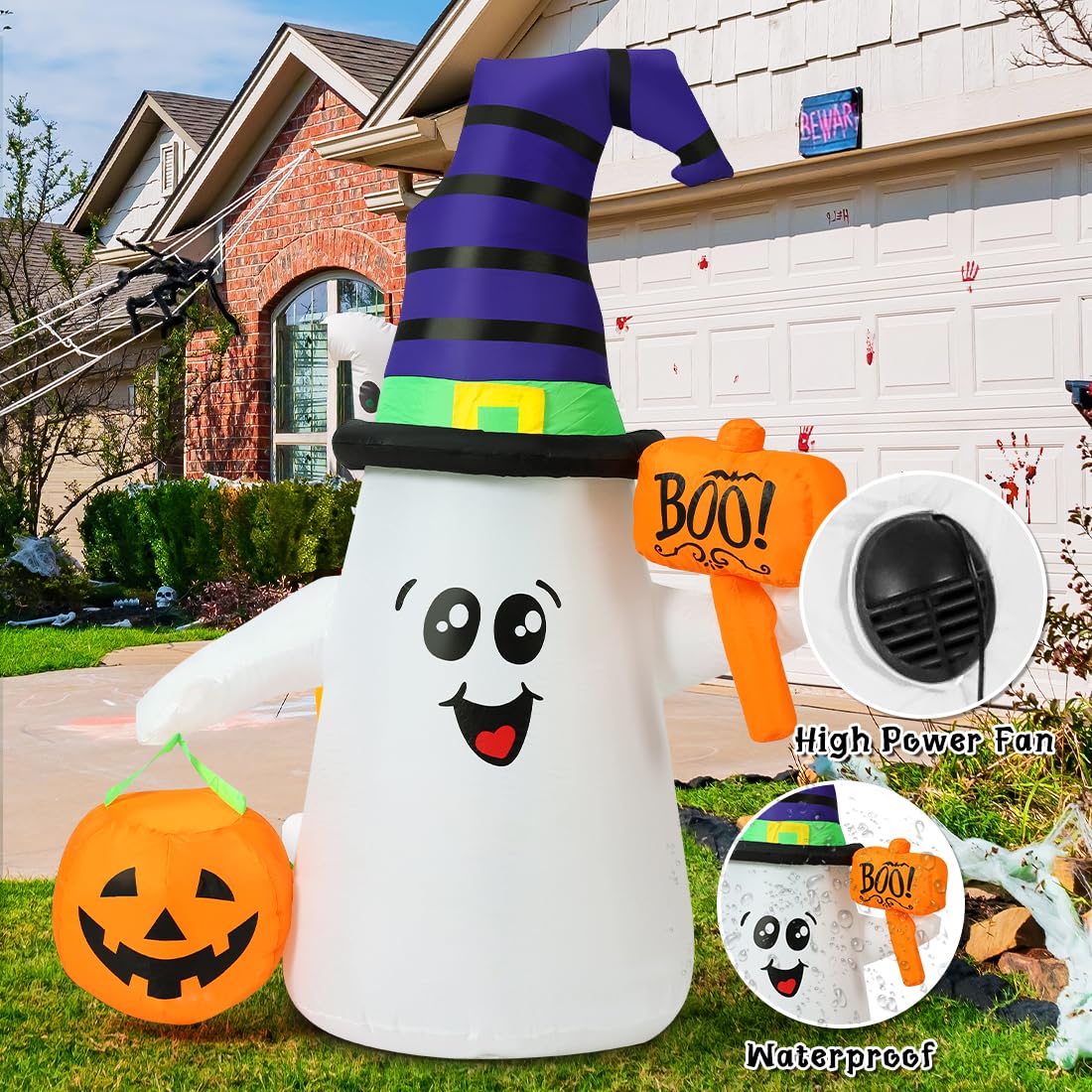 5 FT Halloween Inflatables Ghost with Built-in LEDs W441181