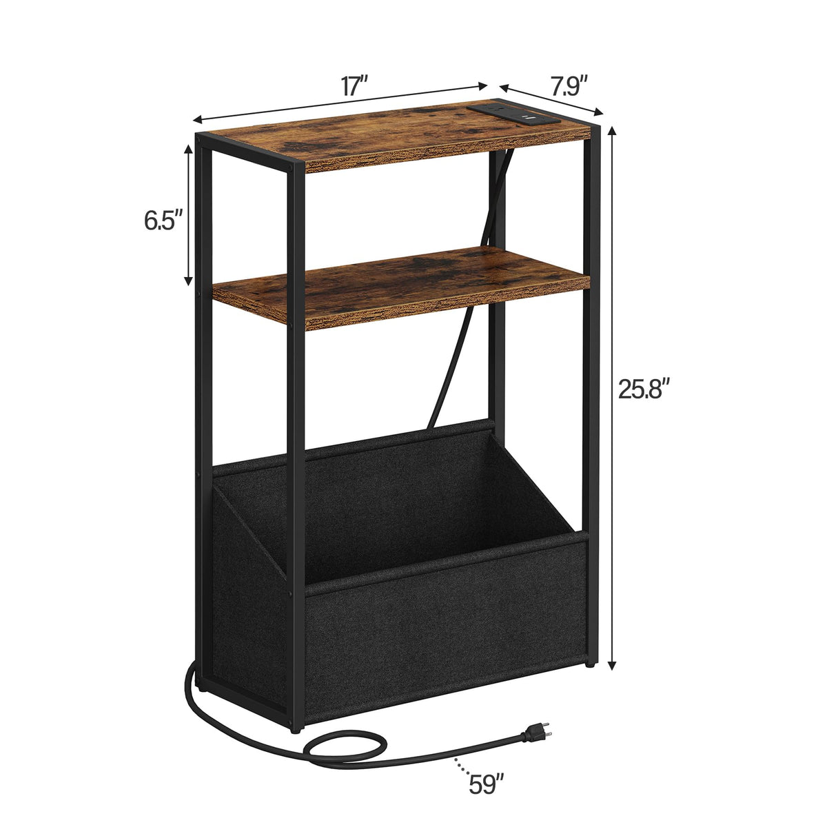 Narrow Side Table with Charging Station O942867