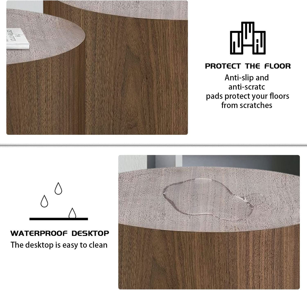 Round Coffee Table Set of 2 Wood Nesting End Table O466727