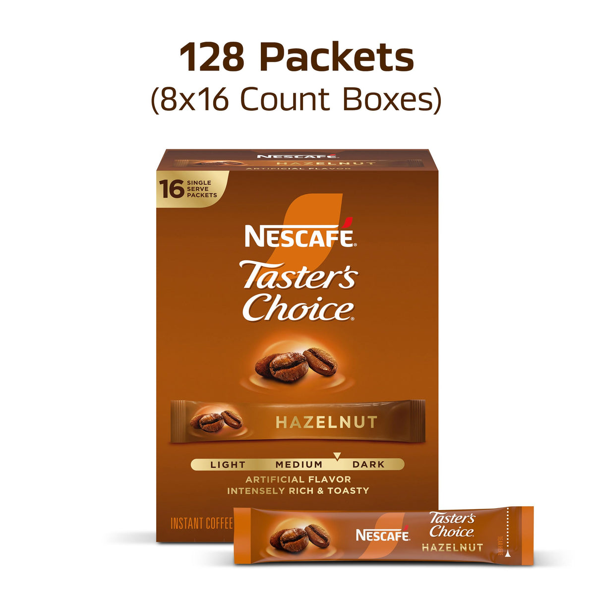 Hazelnut Flavored Coffee 8 Boxes 128 Packets D49208