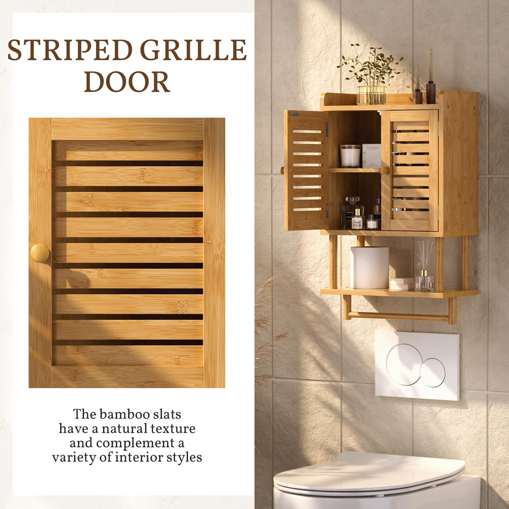 Bamboo Over The Toilet Storage Cabinet with Towel Bar G5967