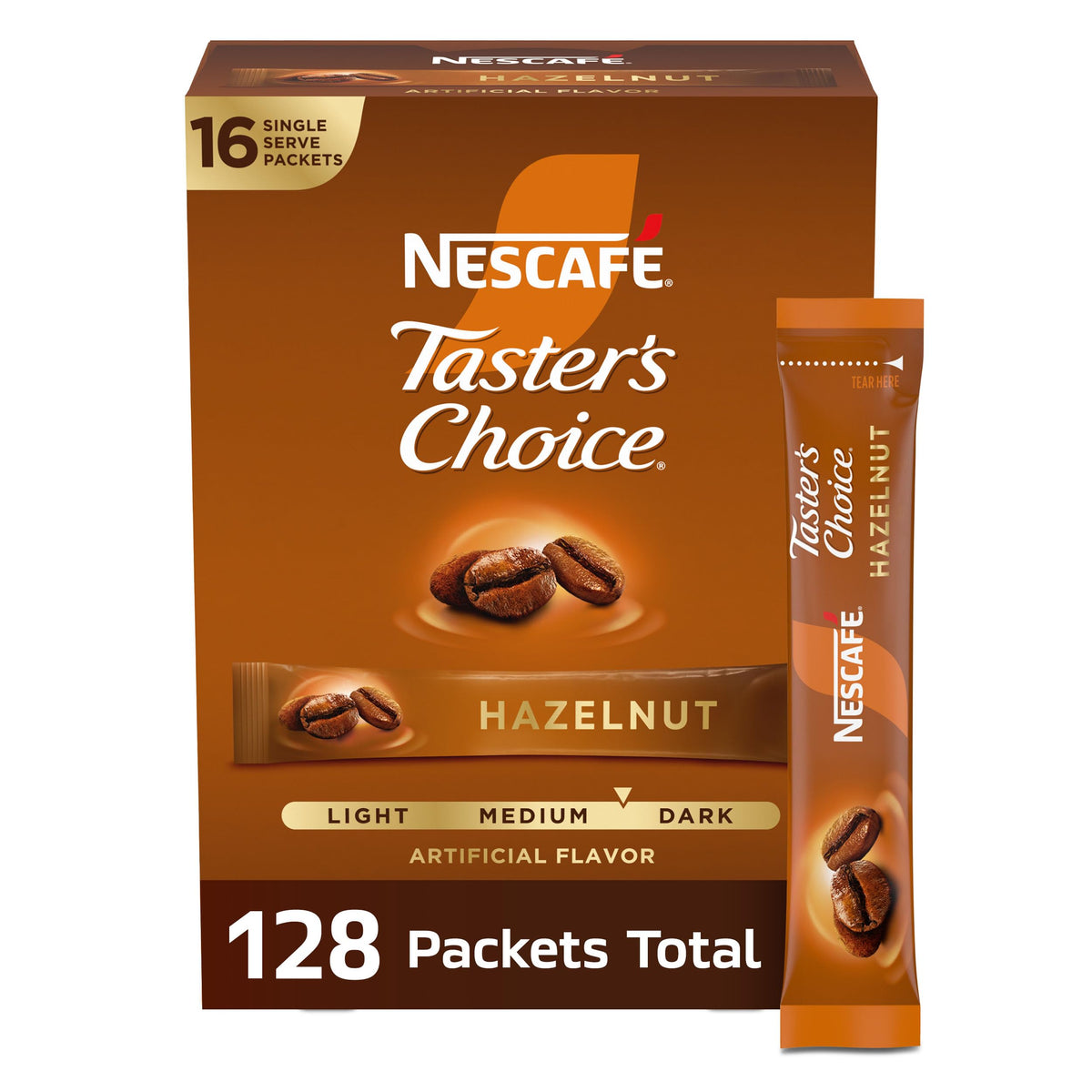 Hazelnut Flavored Coffee 8 Boxes 128 Packets D49208