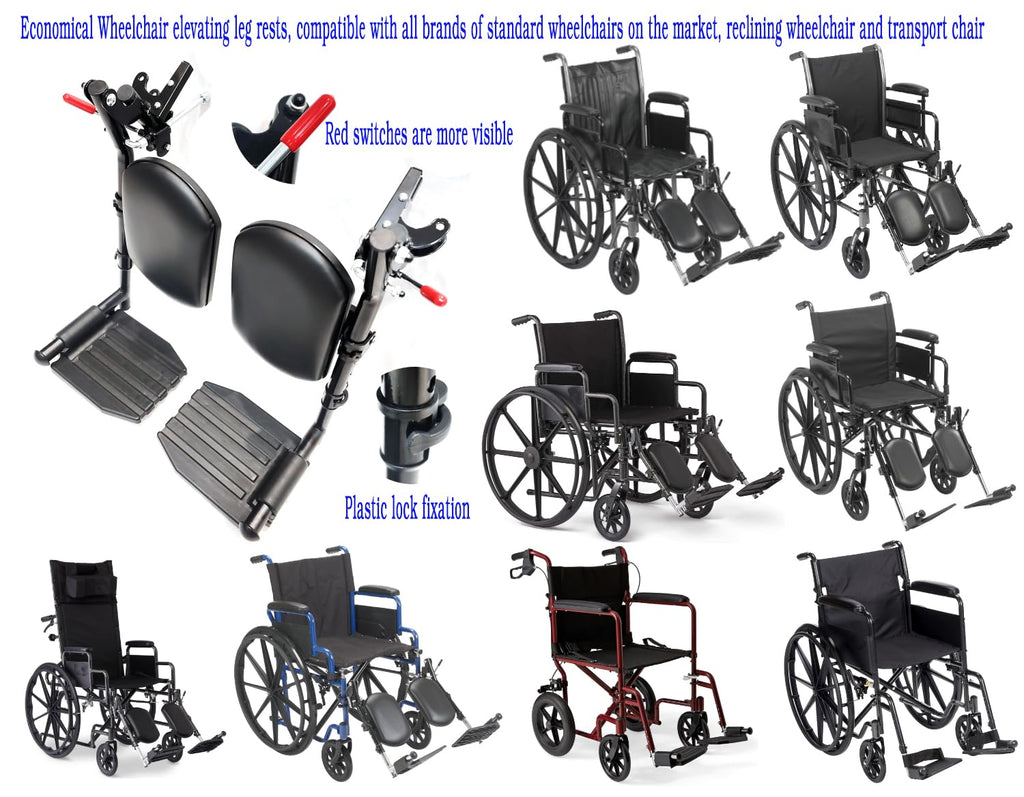 Wheelchair Elevating Leg Rest with Padded Leg Pads and Rotatable Adjustable Footrests T4679