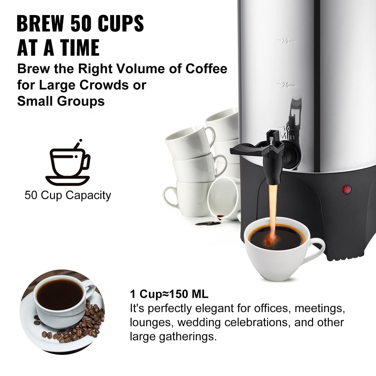 50 Cups Stainless Steel Commercial Coffee Urn W43998
