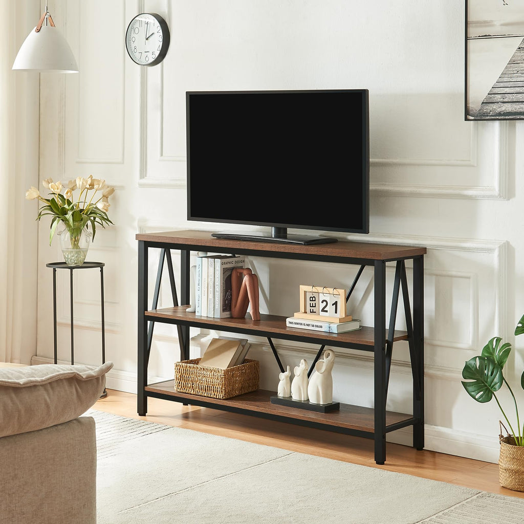 Brown 3 Tier Console Table with Open Shelves Q800123