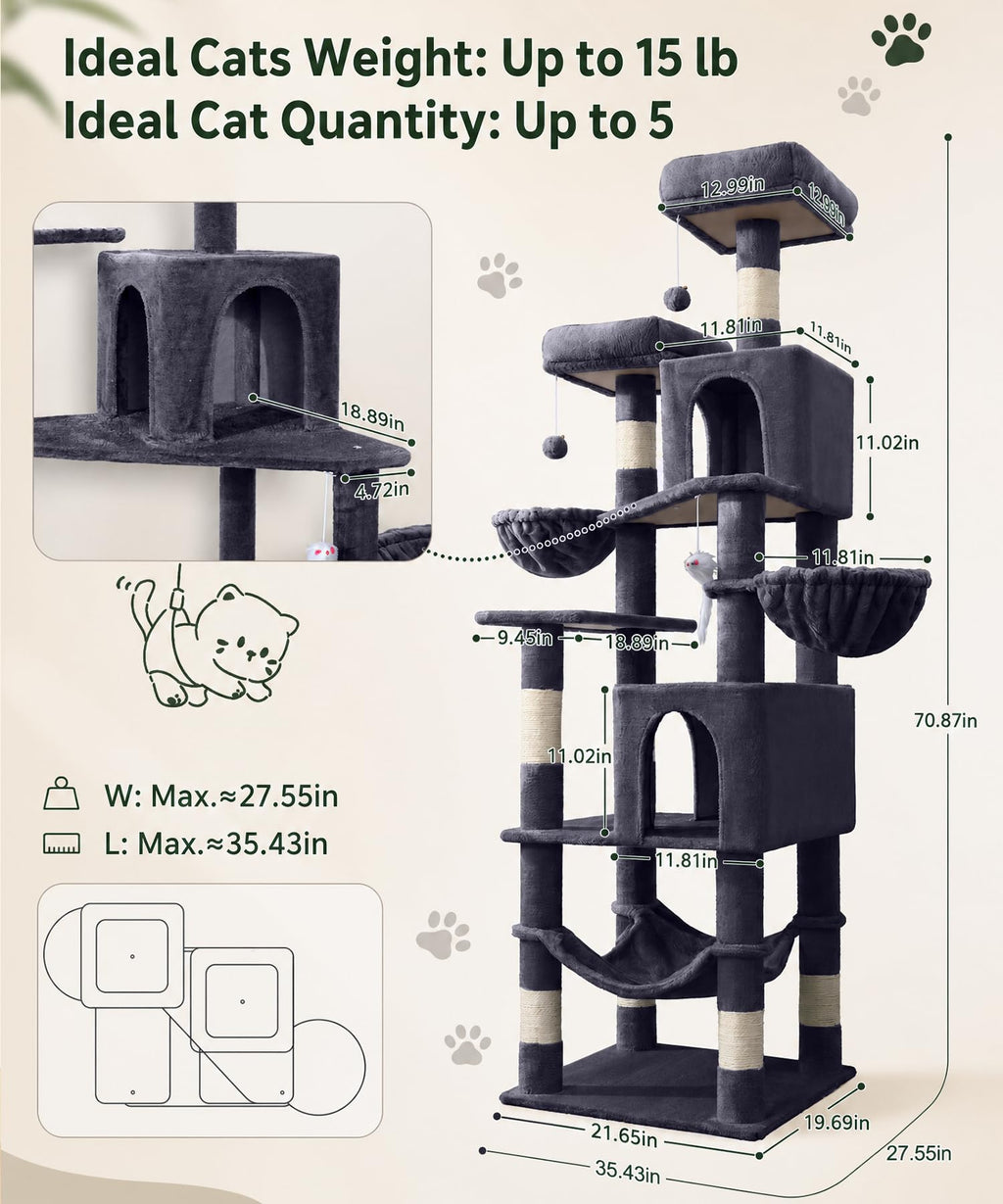 70 Inch Heavy Duty Cat Tree F52155