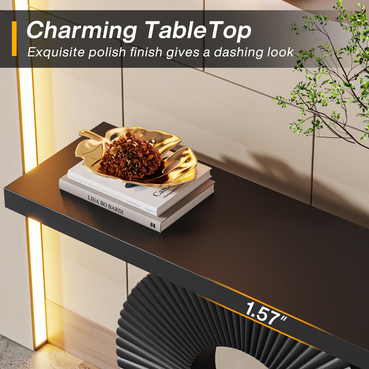 Black 40 inch Wood Console Table I5181