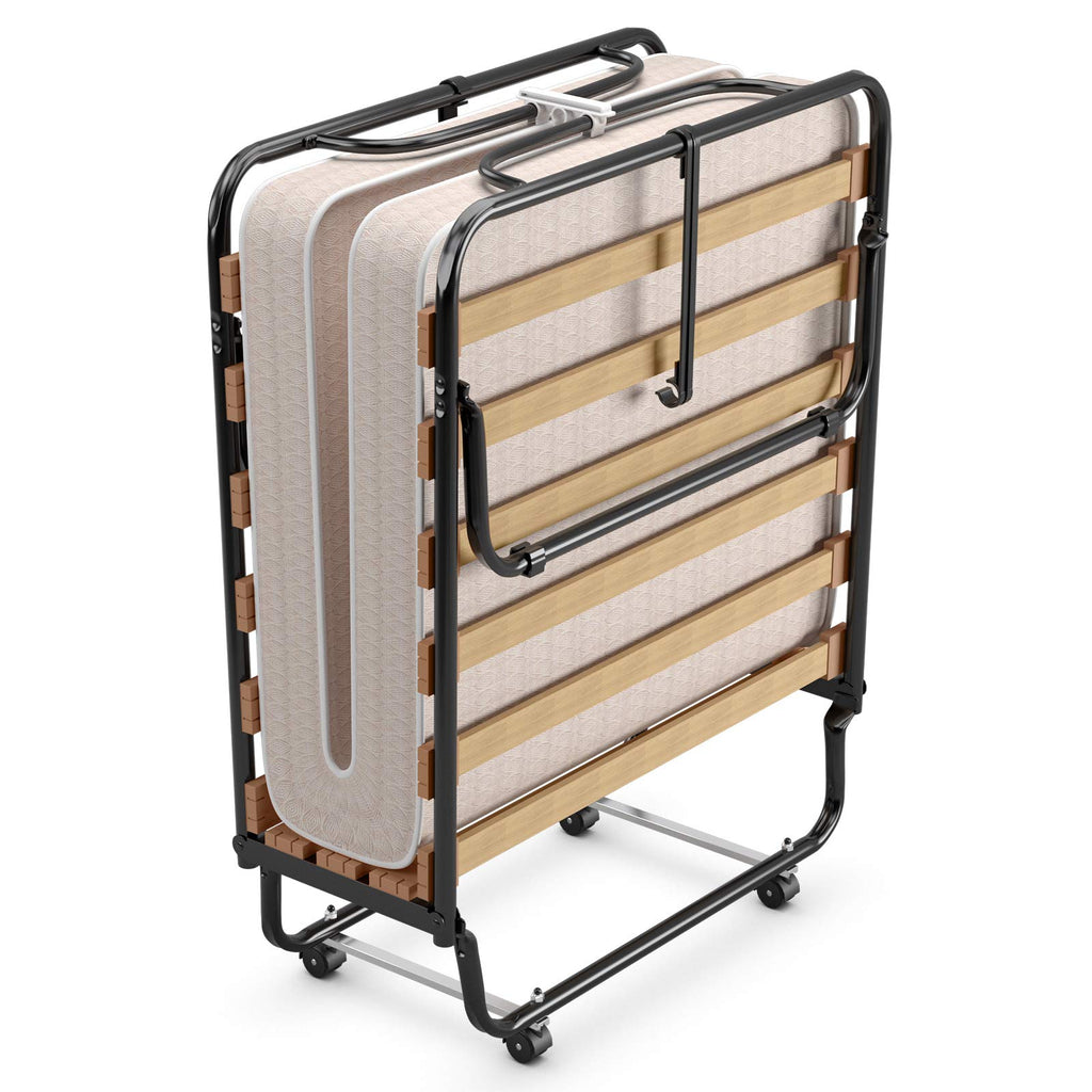 Folding Bed with 4 Inch Memory Foam Mattress Metal Frame Z788