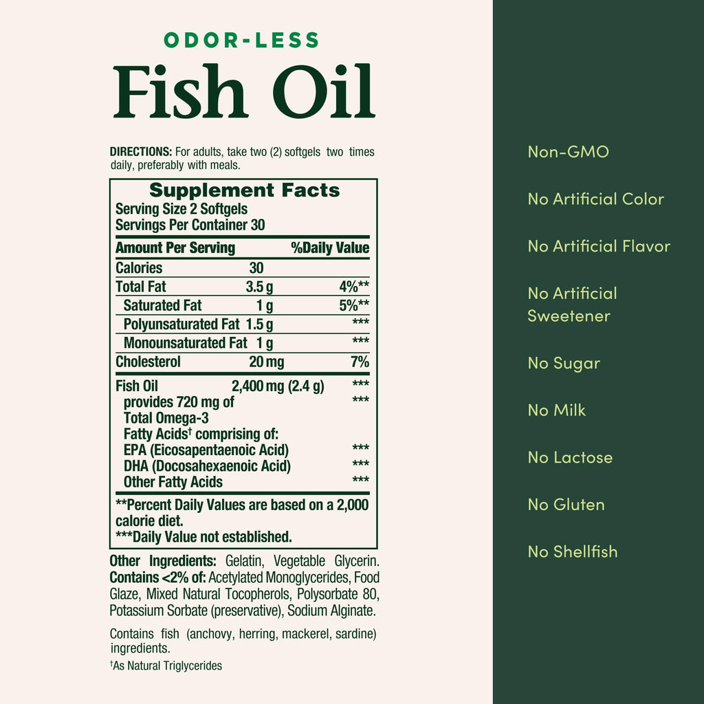 Fish Oil Omega 3 Supplements 1200mg 60 Softgels W983873