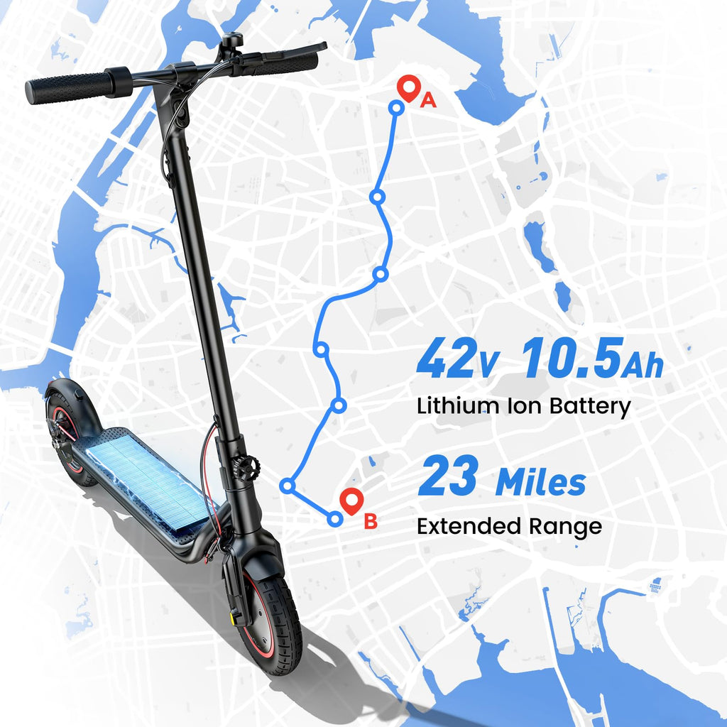 Electric Scooter, 28 Miles Range, 23 MPH Speed, 10" Tire, 1000W Motor, Foldable V148