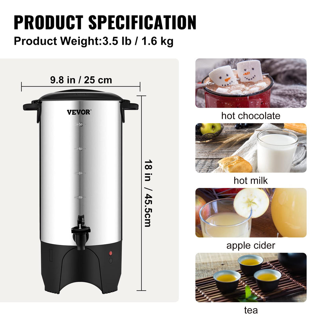 50 Cups Stainless Steel Commercial Coffee Urn W43998