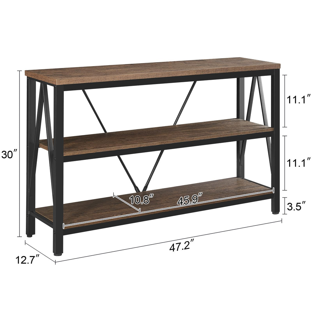 Brown 3 Tier Console Table with Open Shelves Q800123