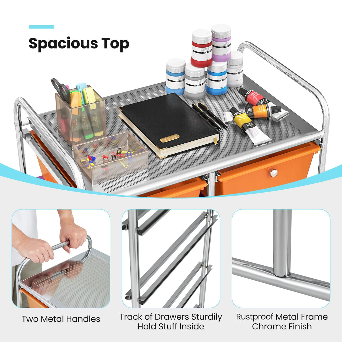 10 Drawer Rolling Storage Cart with Lockable Wheels L492057