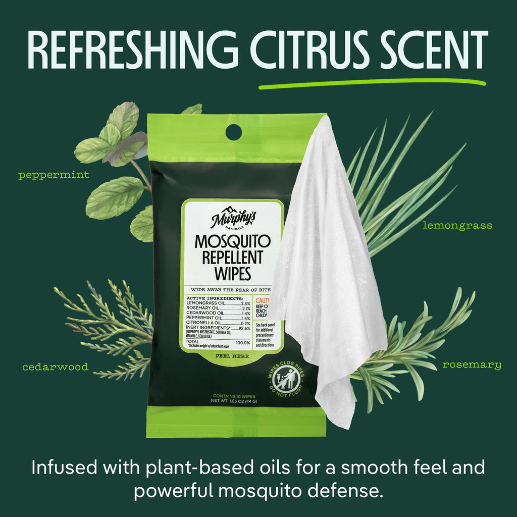 Plant-Based Mosquito Repellent Wipes 10 Count Pack of 3 B442368