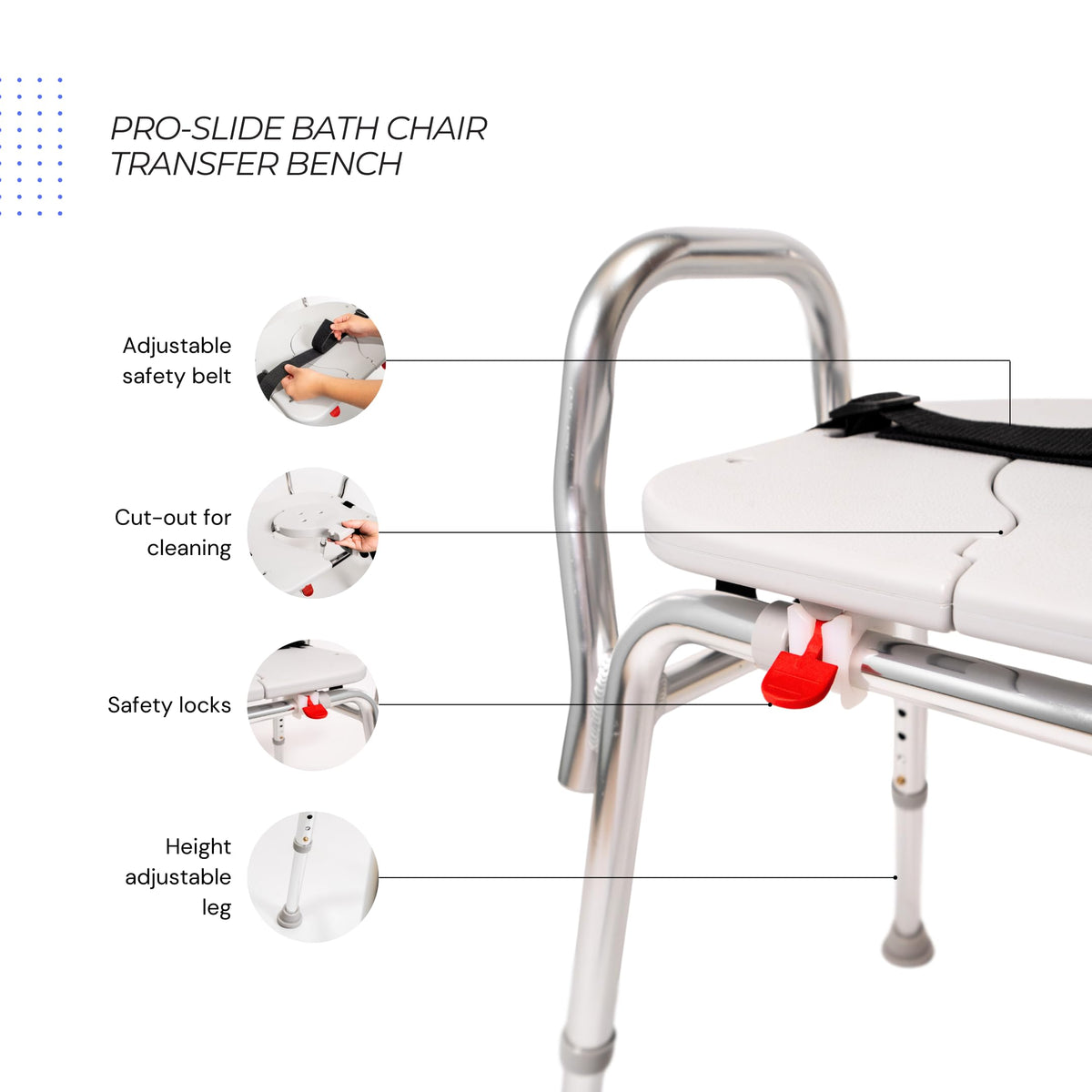 Height Adjustable Shower Chair & Tub Transfer Bench Z51949