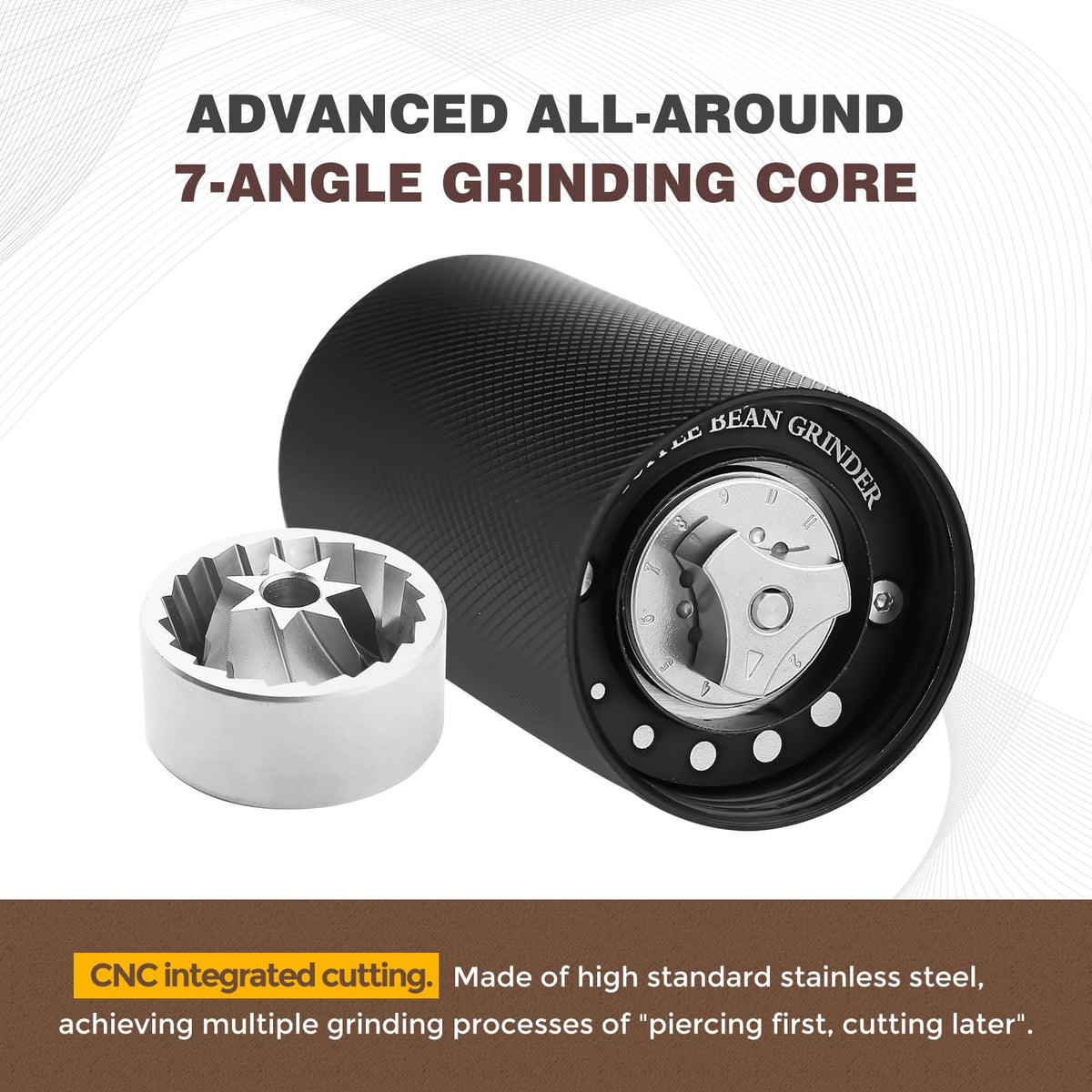 Manual Coffee Grinder with Stainless Steel Conical Burr F318