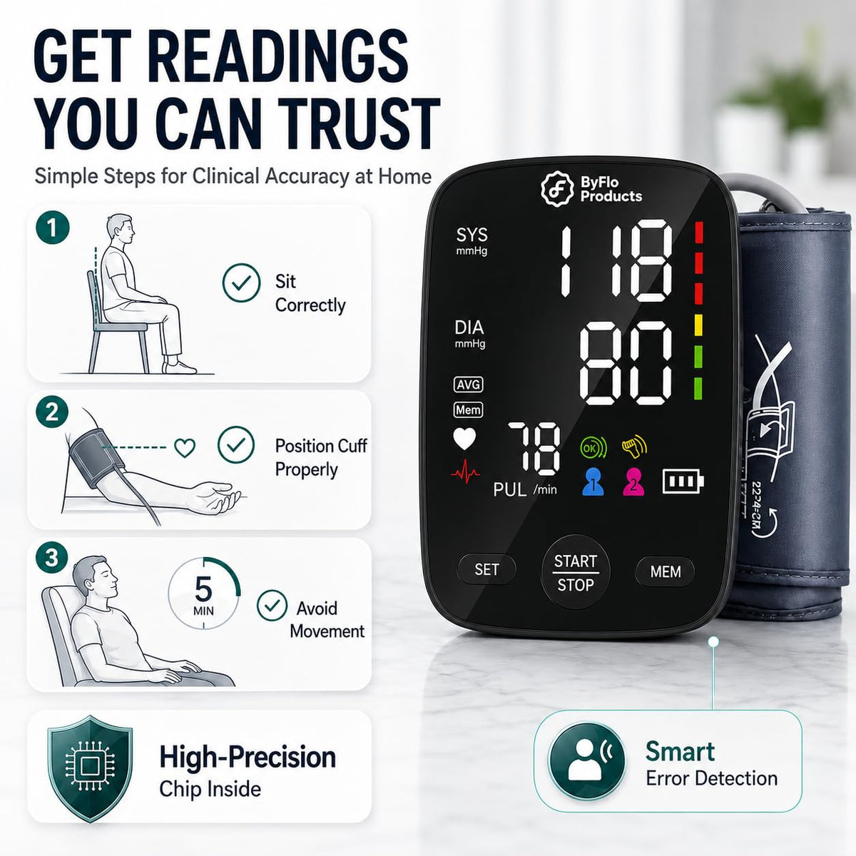 Blood Pressure Monitor Arm Cuff USB-C O680