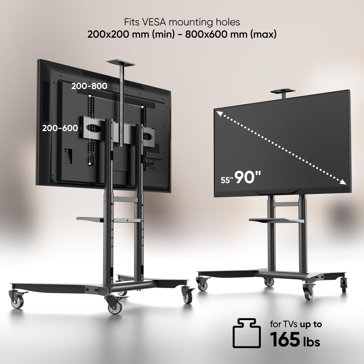 Mobile TV Stand 55-90 Inch Black U9308
