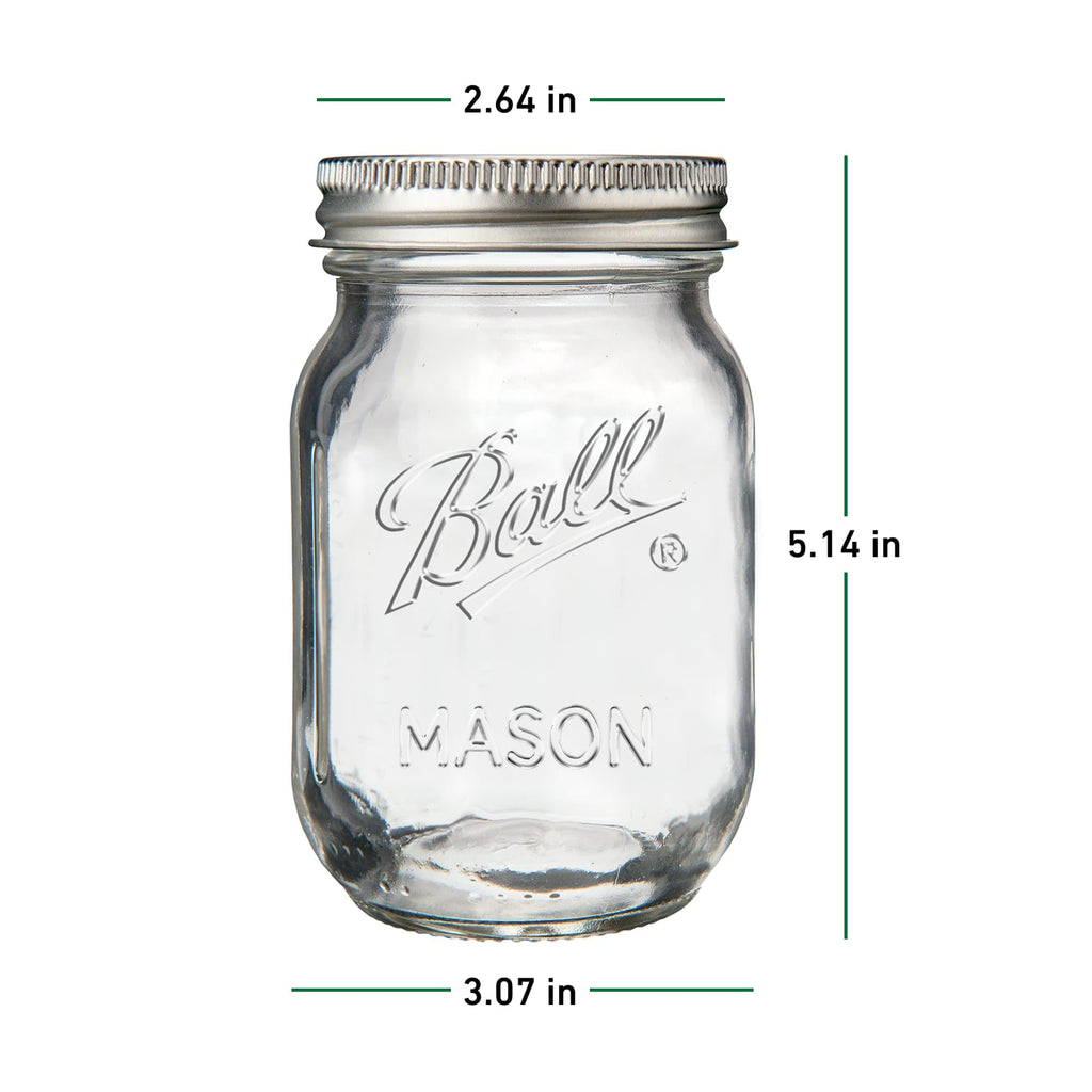 Regular Mouth Pint Glass Mason Jars, 16oz, 8-Count Q5952