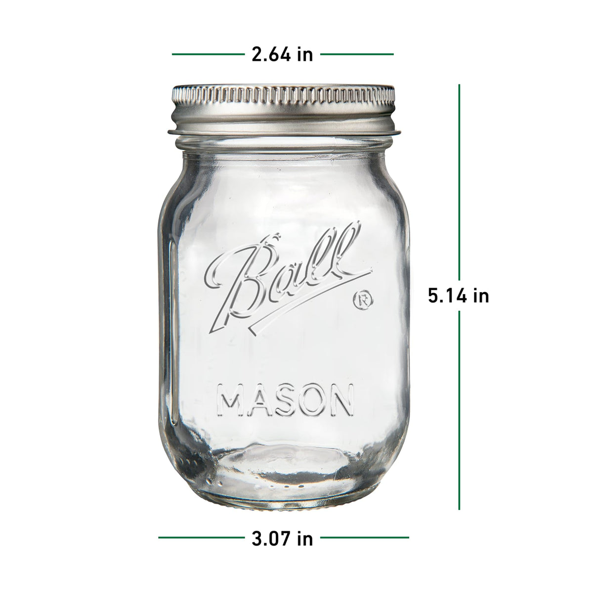 Regular Mouth Pint Glass Mason Jars, 16oz, 8-Count Q5952