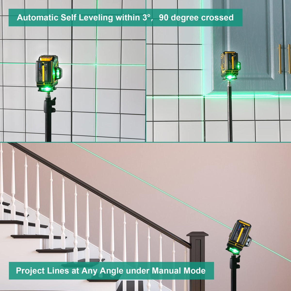 Self Leveling 3x360 Green Beam Laser Level B500
