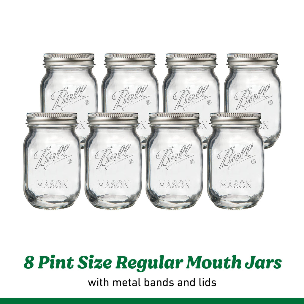 Regular Mouth Pint Glass Mason Jars, 16oz, 8-Count Q5952