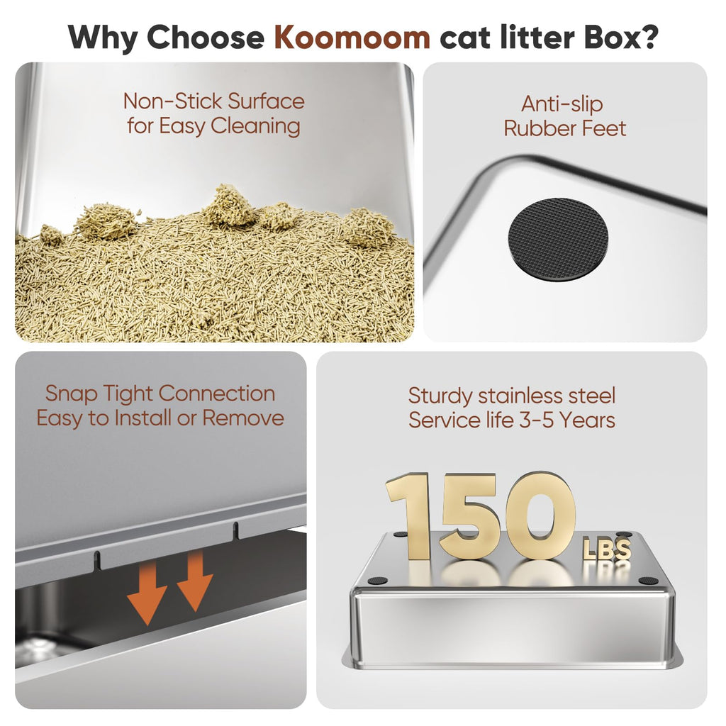 Extra Large Stainless Steel Litter Box with Lid F2631