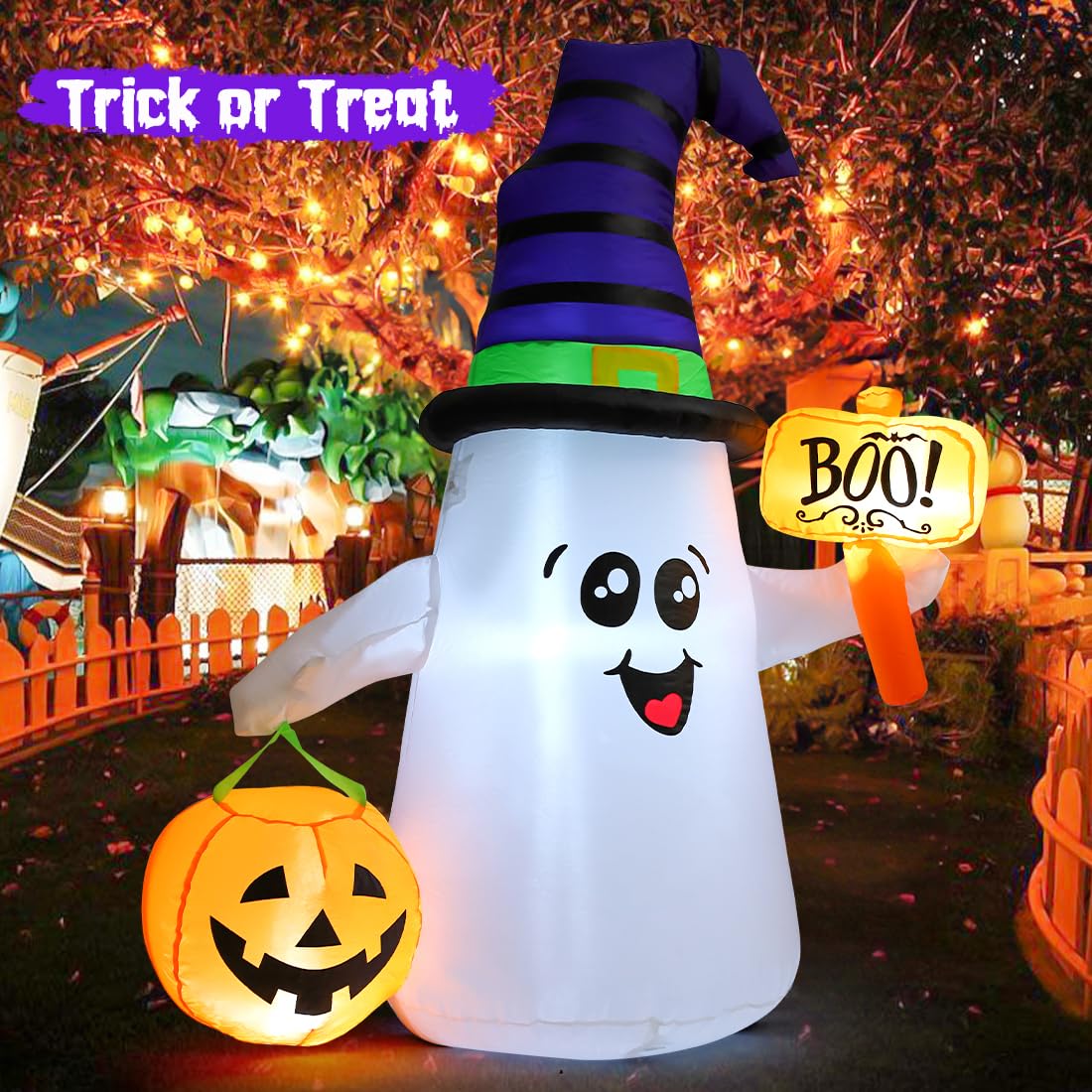 5 FT Halloween Inflatables Ghost with Built-in LEDs W441181