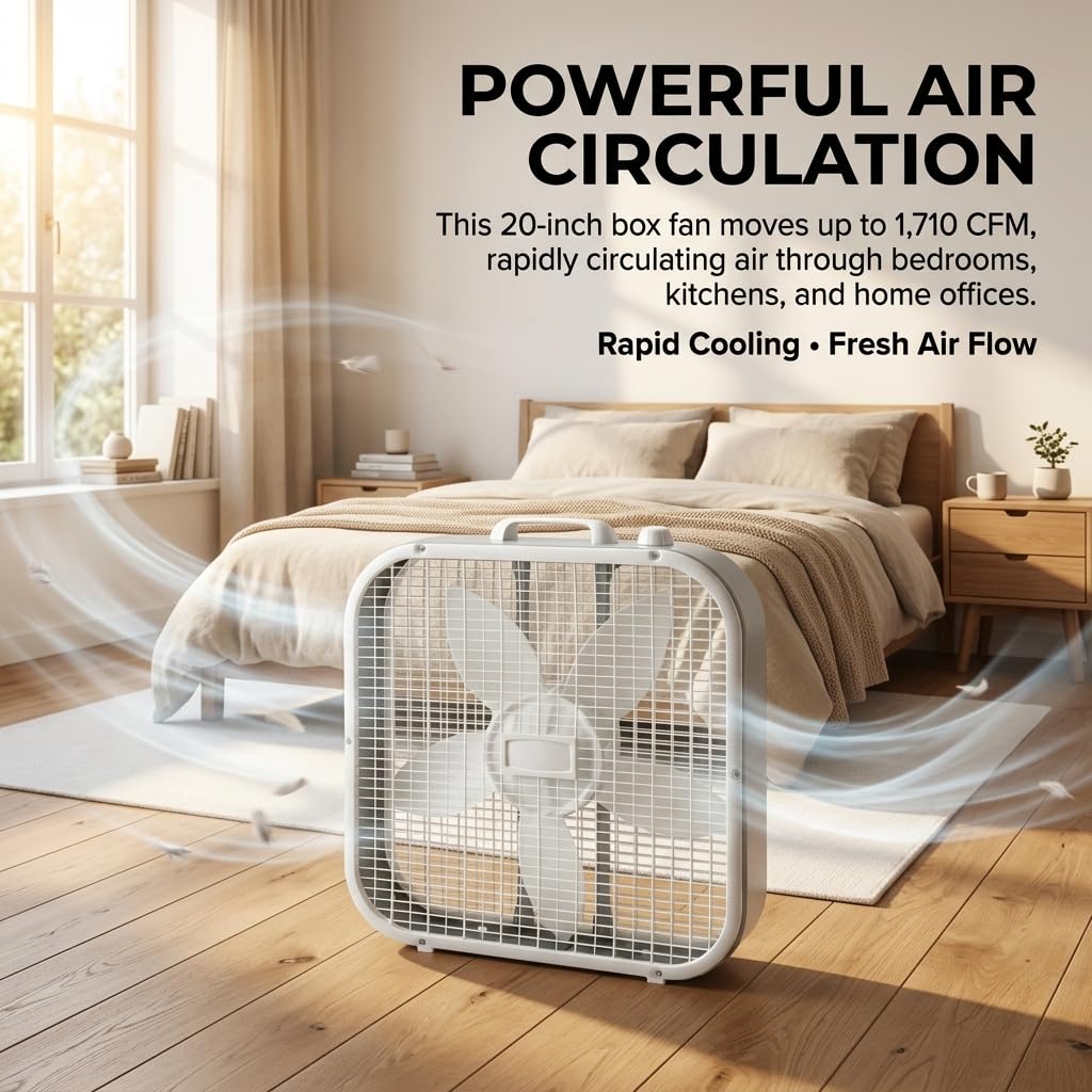 20 Inch 3-Speed Box Fan with Top Handle O19825