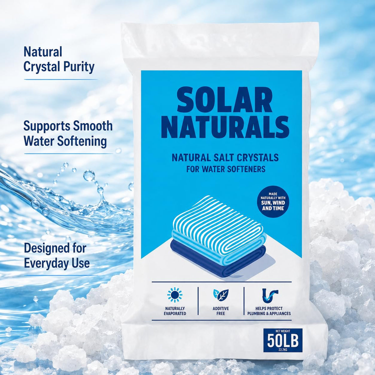 Natural Salt Crystals for Water Softeners, 50 lb P581