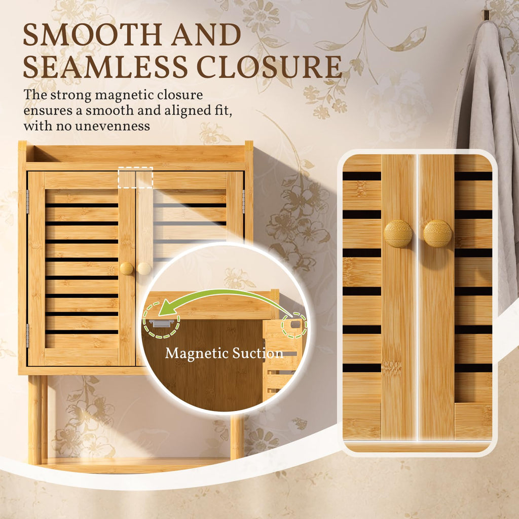 Bamboo Over The Toilet Storage Cabinet with Towel Bar G5967
