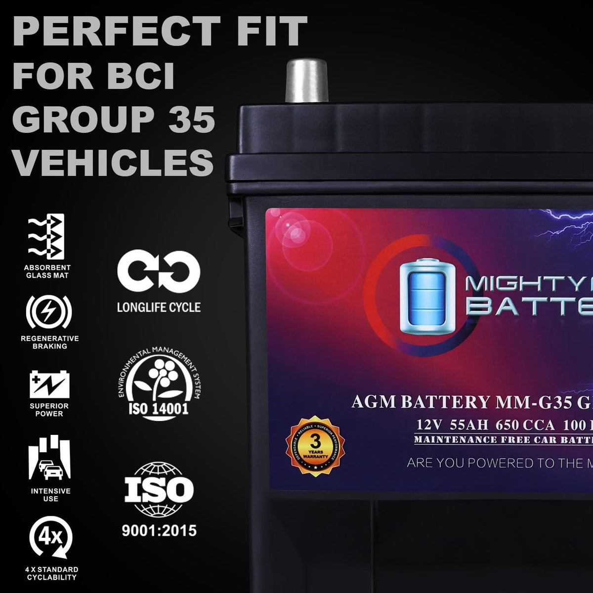 12V 55Ah AGM Replacement Battery E484