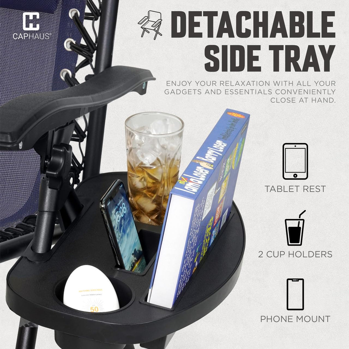 Blue Set of 2 Zero Gravity Chair with Side Tray B6444