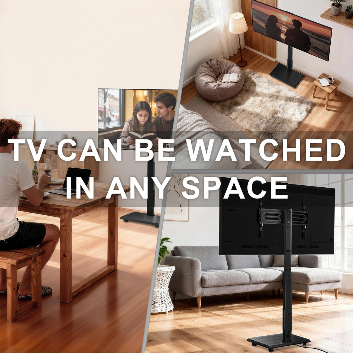 Rolling TV Stand with Power Outlet for 39-75 inch TV, Black H683871