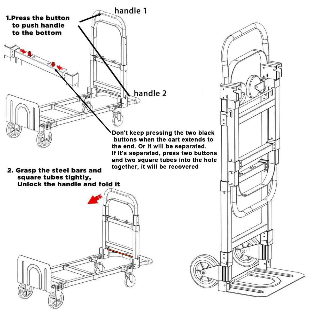 Heavy Duty 4 Wheels 500 Lbs Load Convertible Hand Truck Dolly Cart F3363