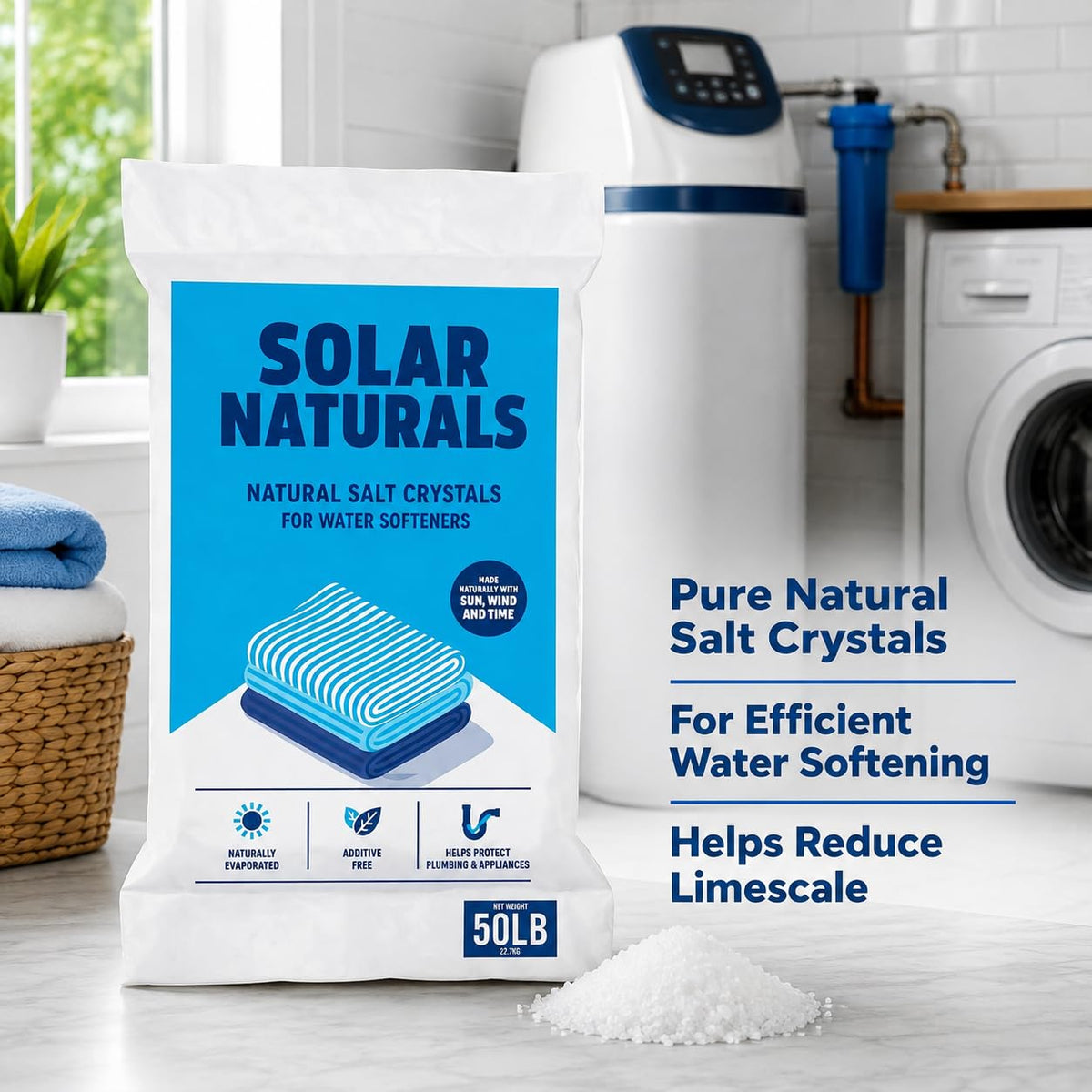 Natural Salt Crystals for Water Softeners, 50 lb P581