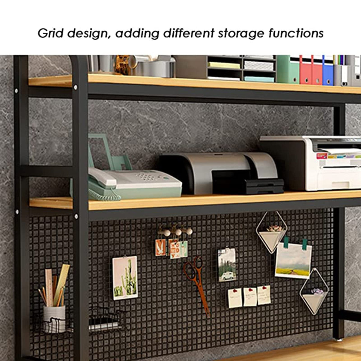 Adjustable Wood Metal Desktop Bookshelf Y371133
