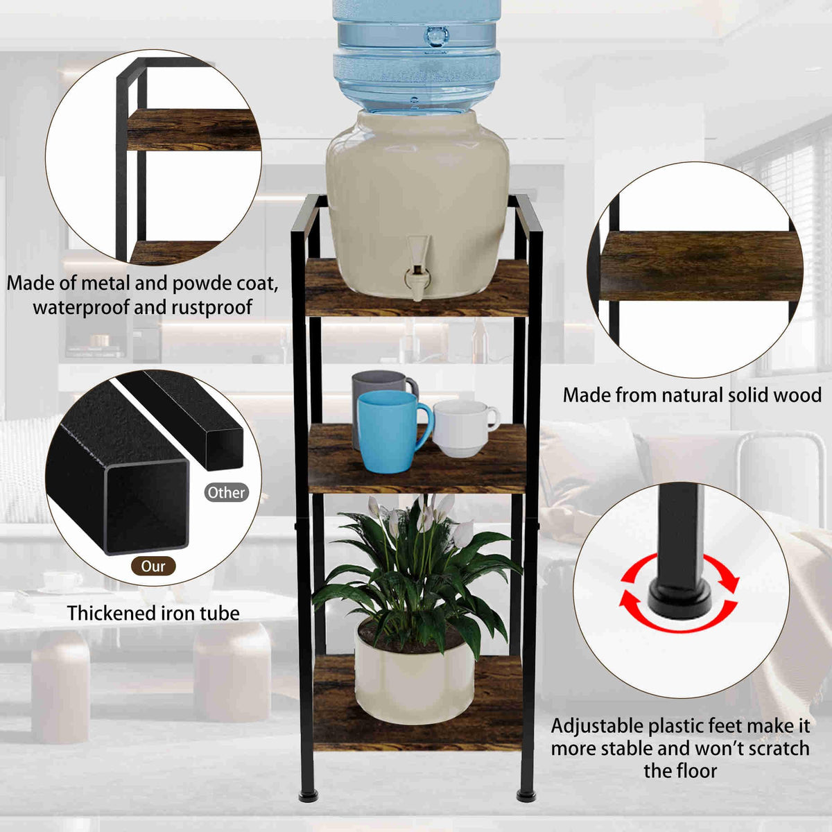 5 Gallon 3-Tier Metal Water Dispenser Stand K6581