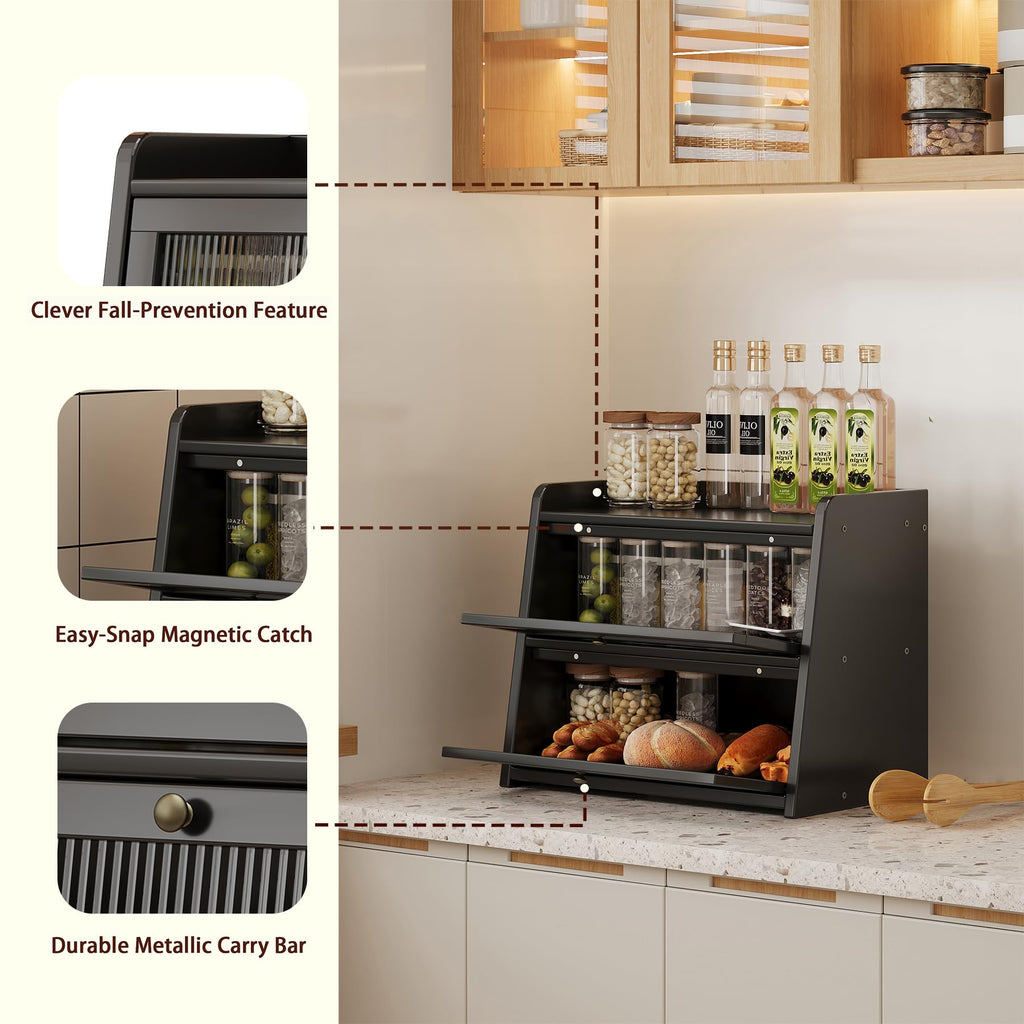 Large Bamboo Bread Box with Window O713