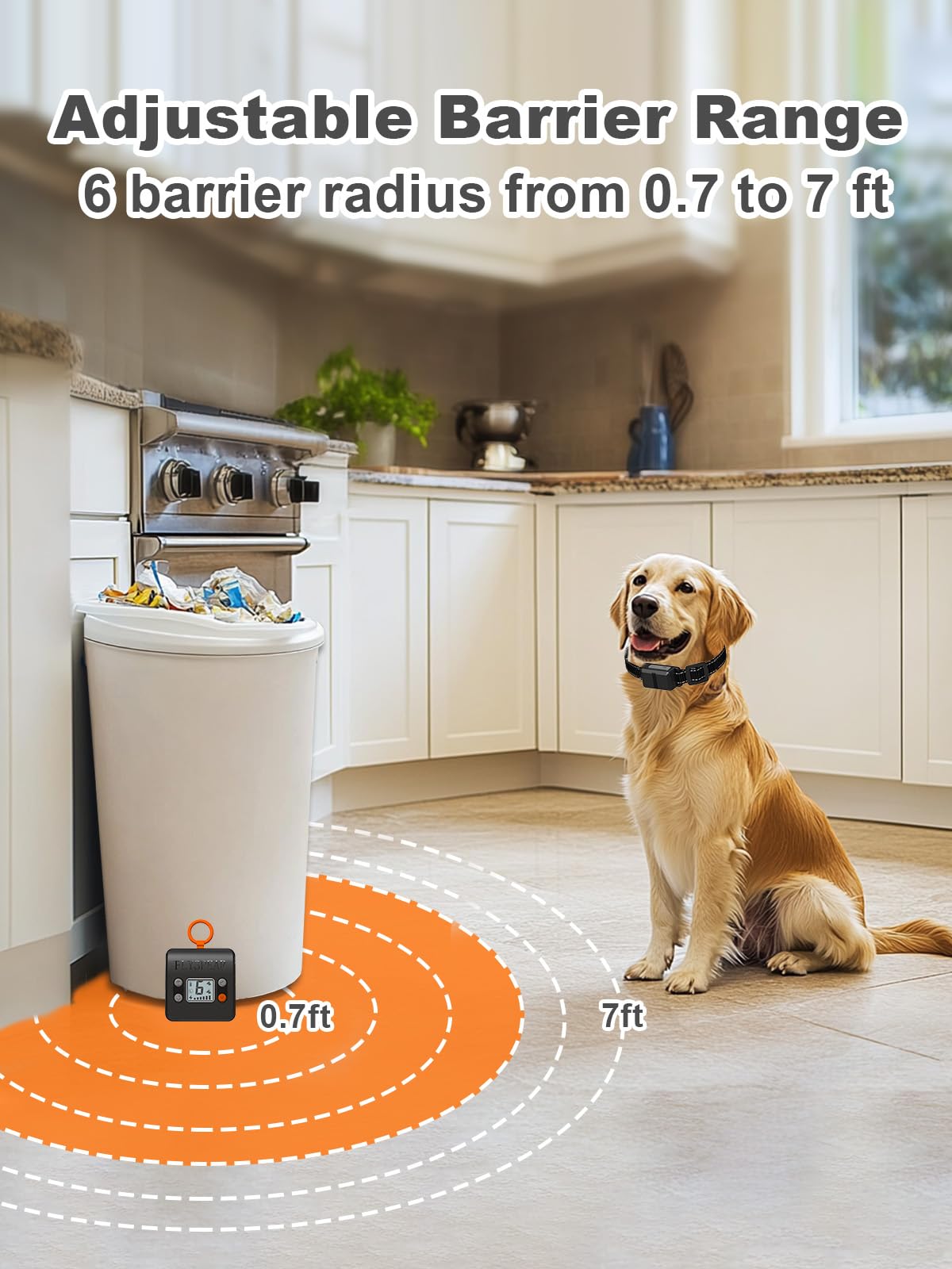 Wireless Rechargeable Indoor Pet Barrier with 6 Adjustable Range R19210