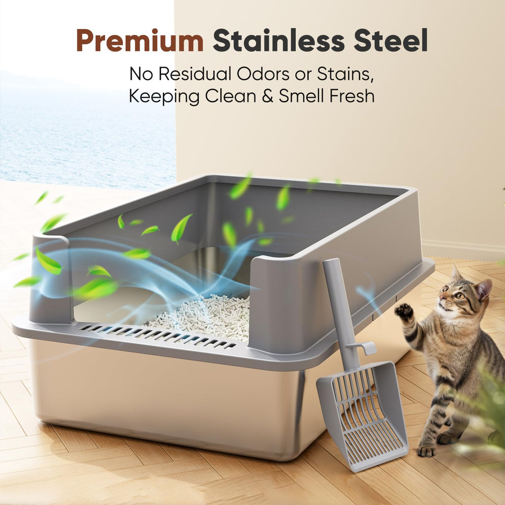 Extra Large Stainless Steel Litter Box with Lid F2631