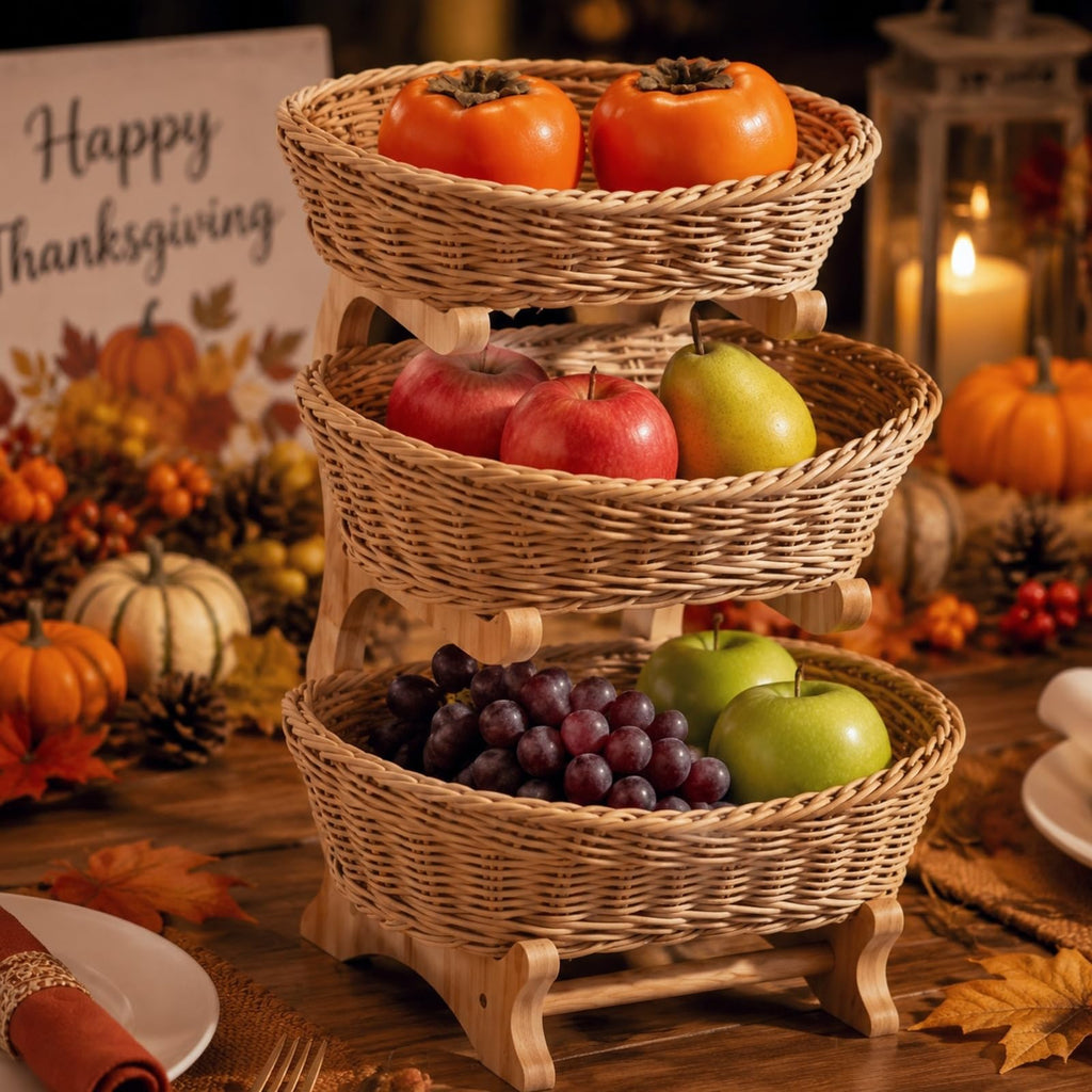 3 Tier Woven Fruit Basket Stand R4427