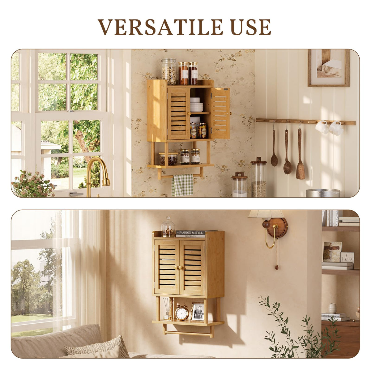 Bamboo Over The Toilet Storage Cabinet with Towel Bar G5967