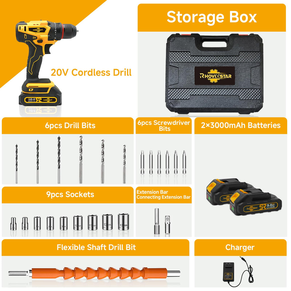 Cordless 20V Power Drill 3/8-Inch Keyless Chuck I21670