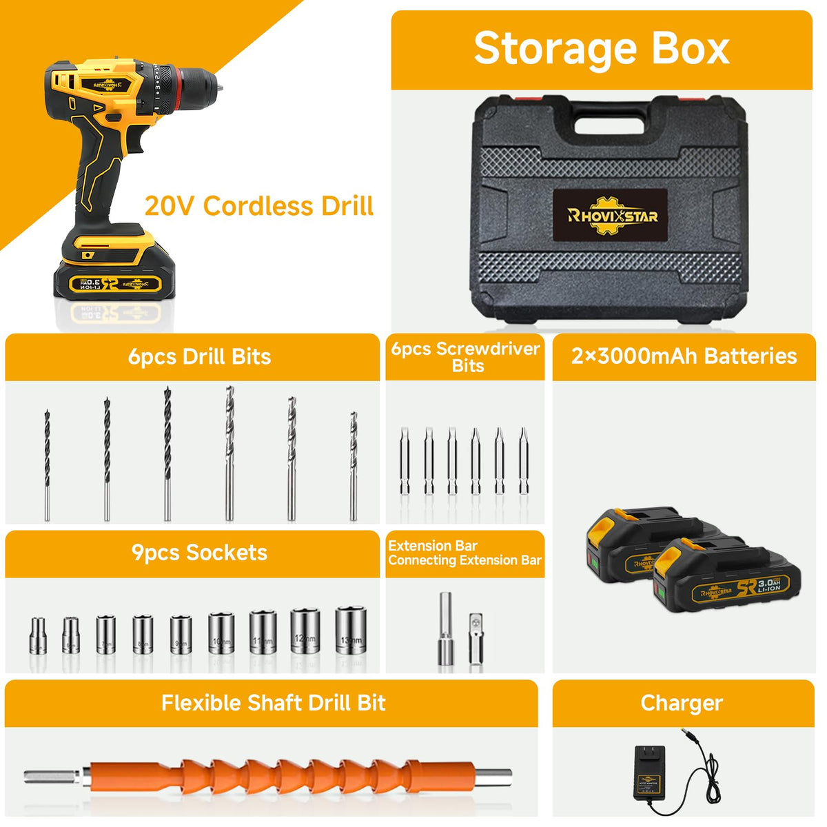 Cordless 20V Power Drill 3/8-Inch Keyless Chuck I21670