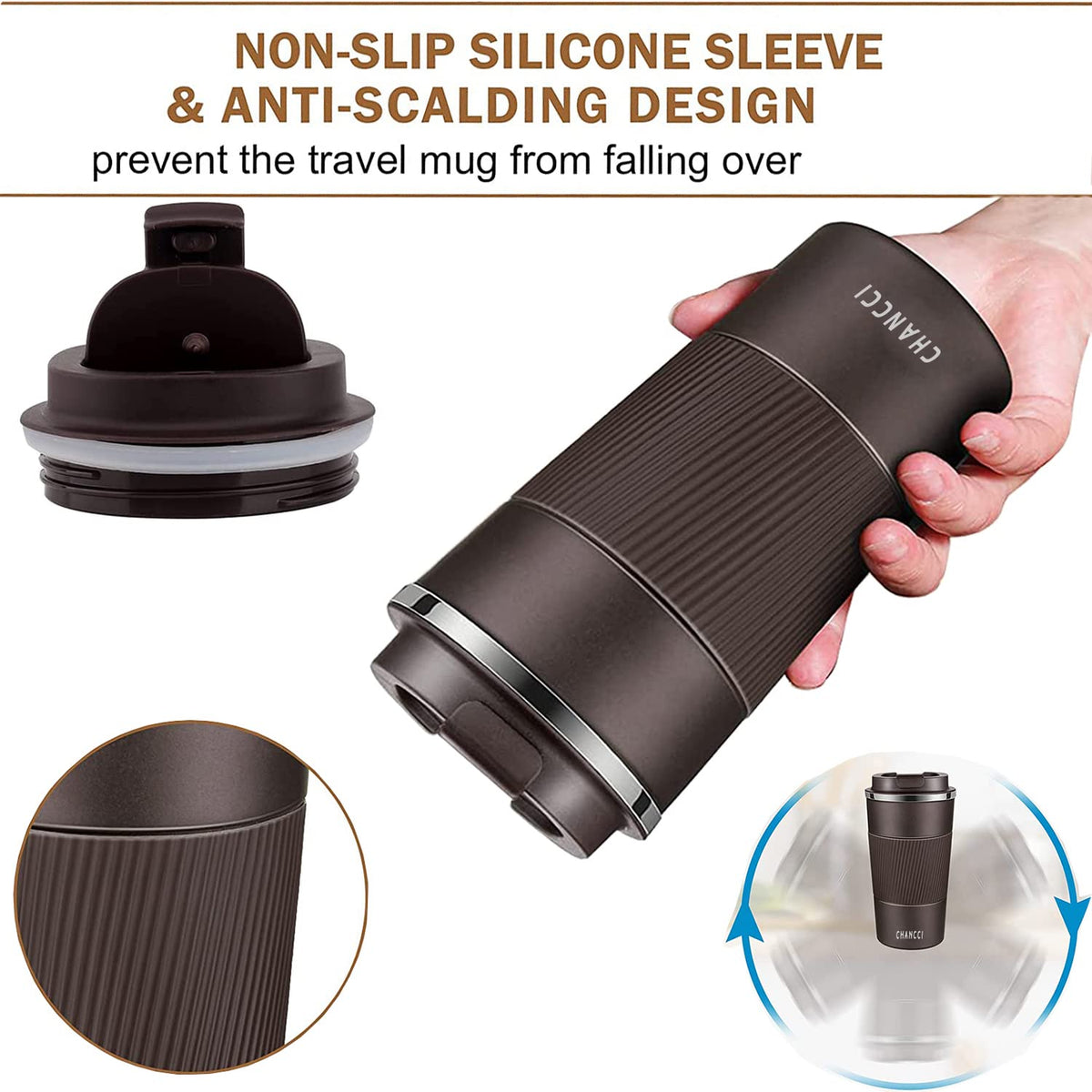 16 oz Insulated Stainless Steel Travel Coffee Mug with Screw Lid Q235