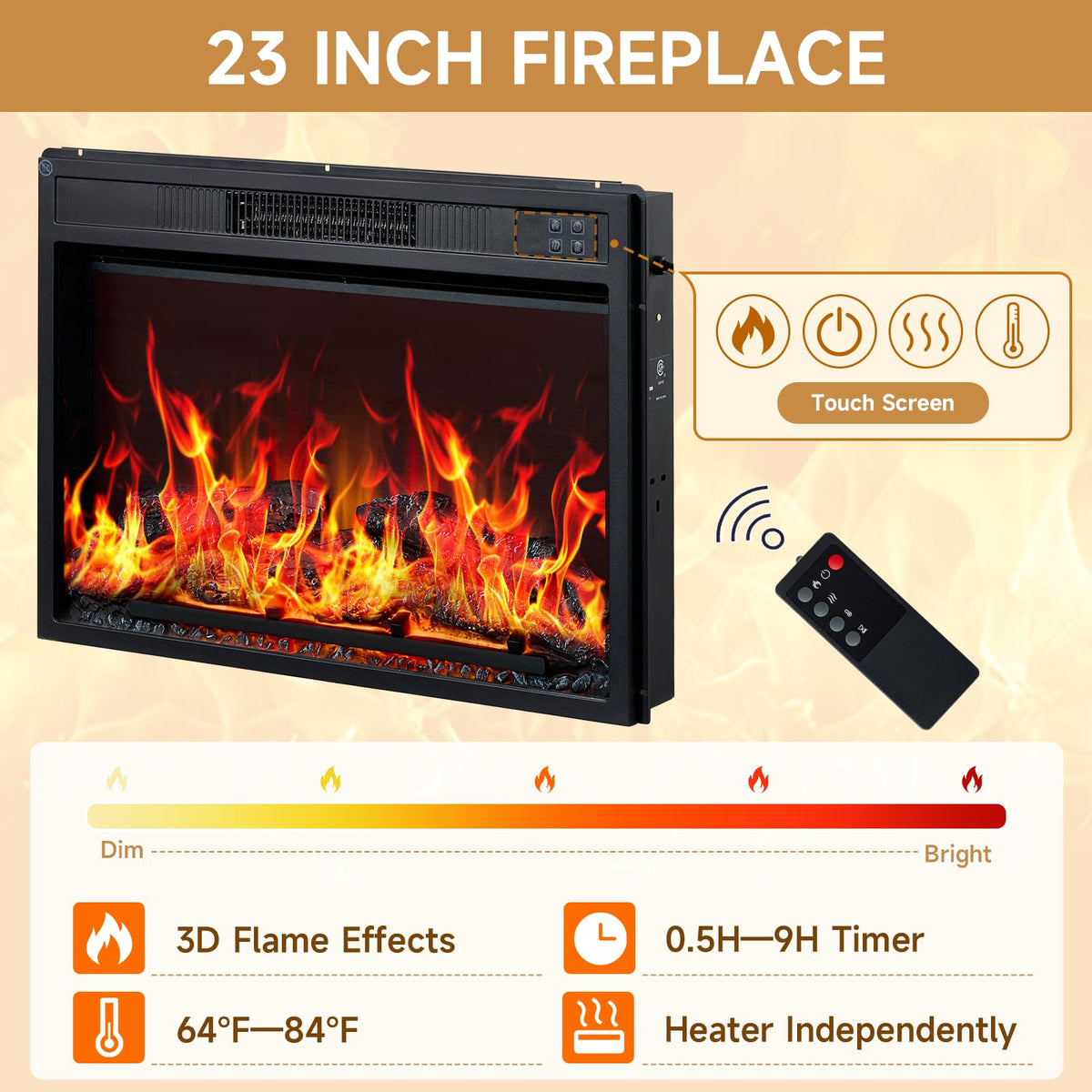 58" Fireplace TV Stand for TV up to 65 Inch with Sliding Barn Doors, White J76908