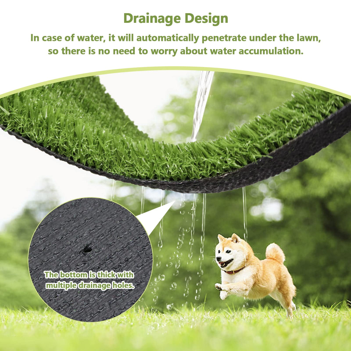 43.3 x 29.5 Inches Washable Artificial Grass Rug O4740