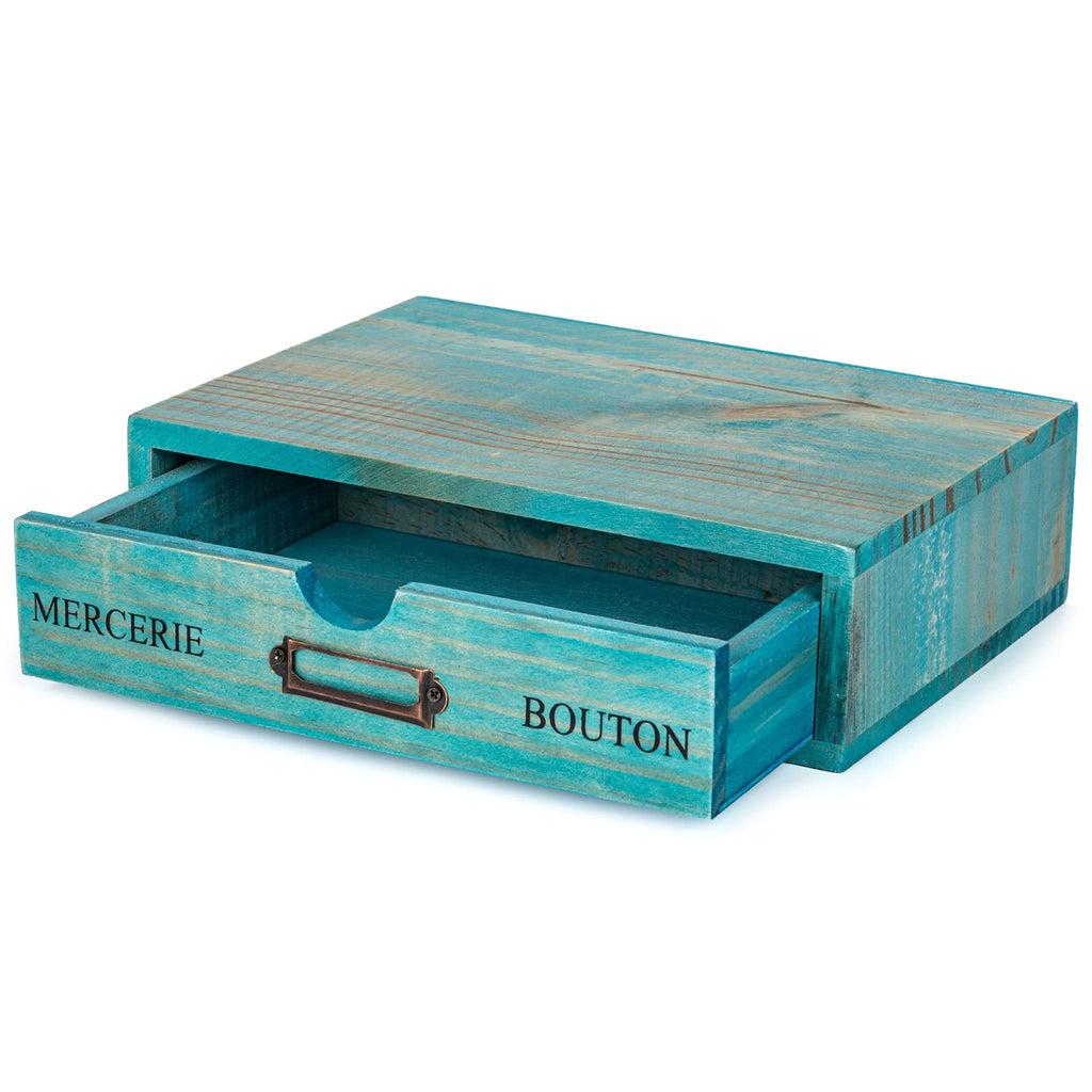 Turquoise Single Drawer Wooden Organizer U491709